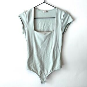 Free People Medium Lost Green Square Neck Bodysuit